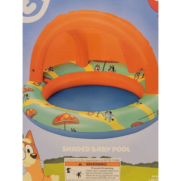 Ludo Bluey Inflatable Shaded Baby Pool 7 Gal Water Capacity Ages 2+ Years - Picture 5 of 5